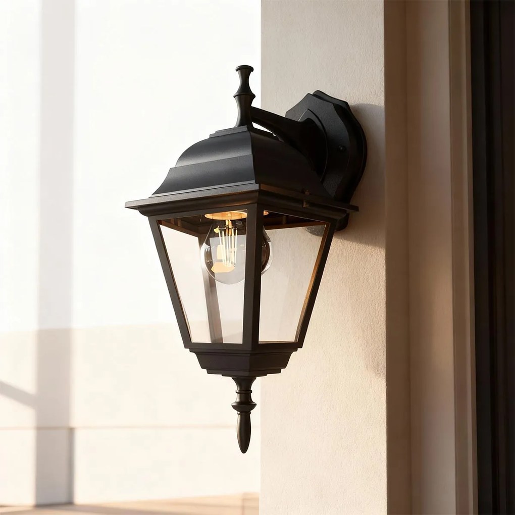 Applique Lanterna da Esterno IP54 E27 Nera - Serie ALFIERI 1B