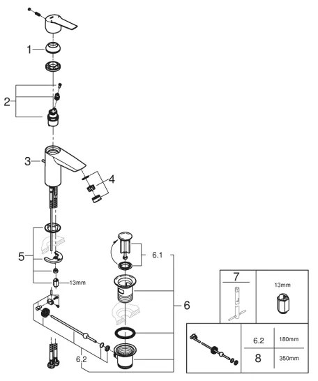GROHE 242092432 - Miscelatore per lavabo QUICKFIX START 165 mm nero