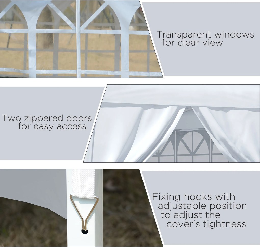 Gazebo Pieghevole 3x3m in Acciaio e tessuto Oxford Bianco...