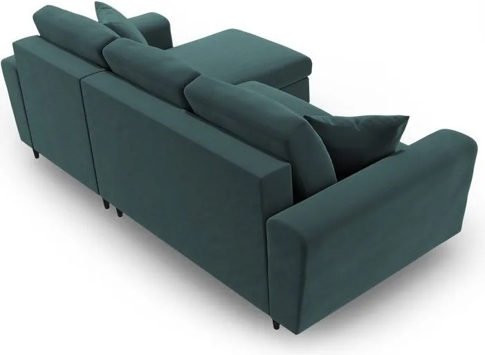 Divano angolare color petrolio allungabile e con contenitore con rivestimento in velluto Kyoto – Cosmopolitan Design