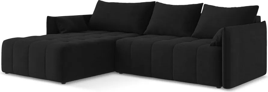 Divano angolare nero allungabile/con contenitore (con penisola a sinistra/con chaise lounge) Moku – Makamii