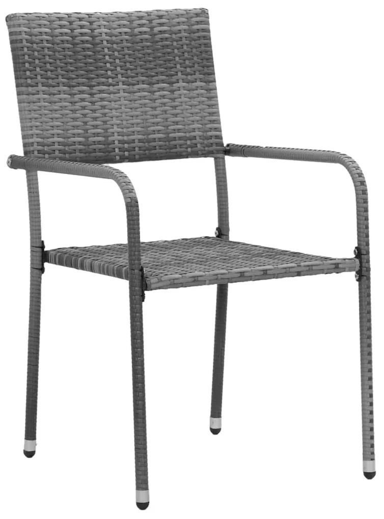 Set da pranzo per esterni 7 pz in polyrattan grigio