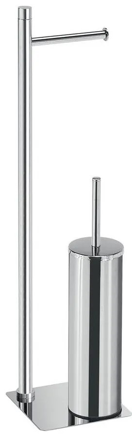 Gedy - Scopino da WC da terra con portarotolo TRILLY, cromo lucido