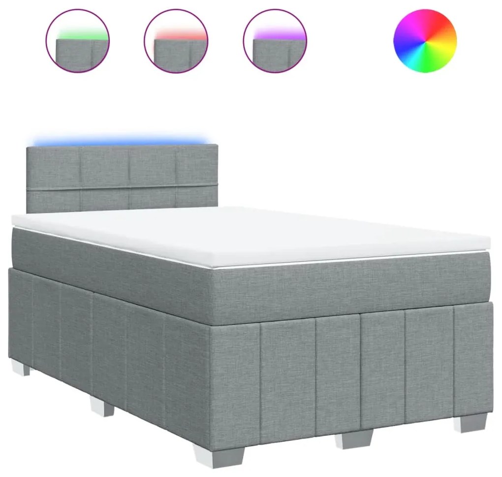 Giroletto a molle con materasso grigio chiaro 120x190cm tessuto