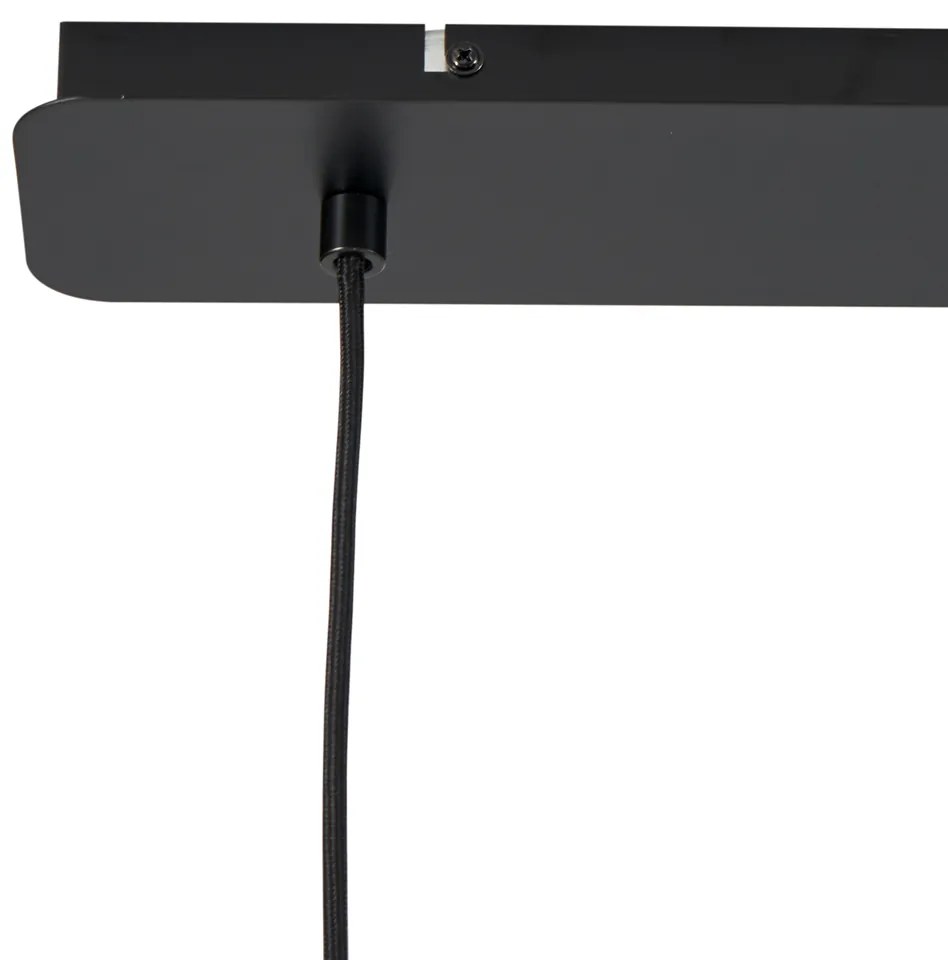 Lampada a sospensione Japandi nera con paralume in tessuto marrone a 2 luci - Bida