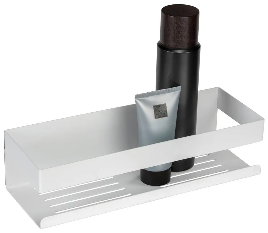 Mensola da bagno senza foratura bianco opaco in acciaio inox con aggancio Turbo-loc Genova – Wenko