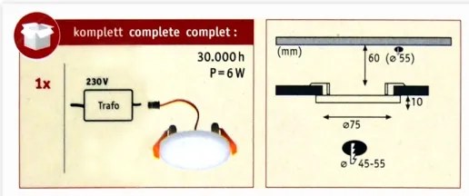 Paulmann 92390 - LED/4,5W IP44 Lampada da incasso per bagno VARIFIT 230V