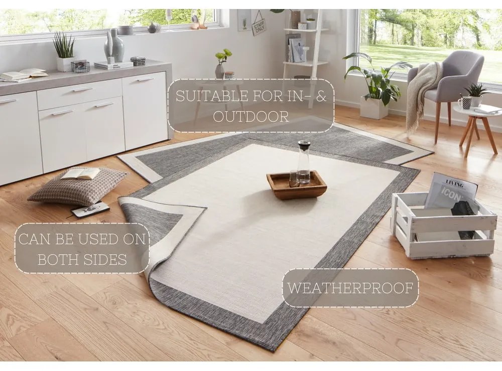 Tappeto da esterno grigio e crema , 80 x 150 cm Panama - NORTHRUGS