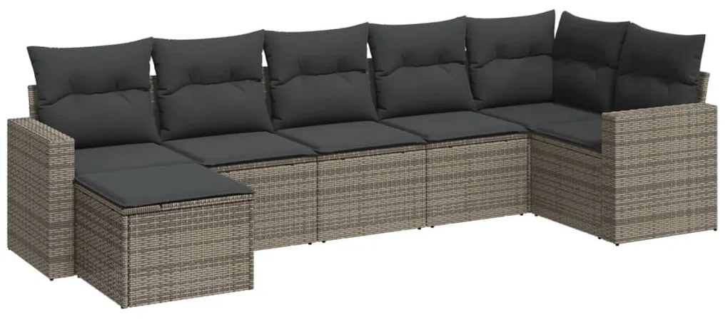 Set divani da giardino 7 pz con cuscini grigio in polyrattan