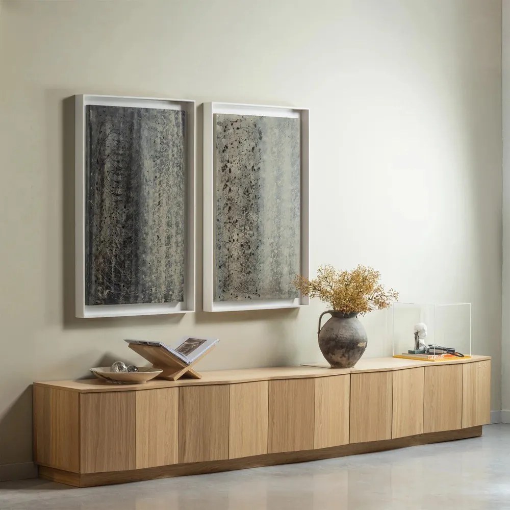 Mobile TV di colore naturale in rovere massiccio 200x52x45 cm Zuma – WOOOD