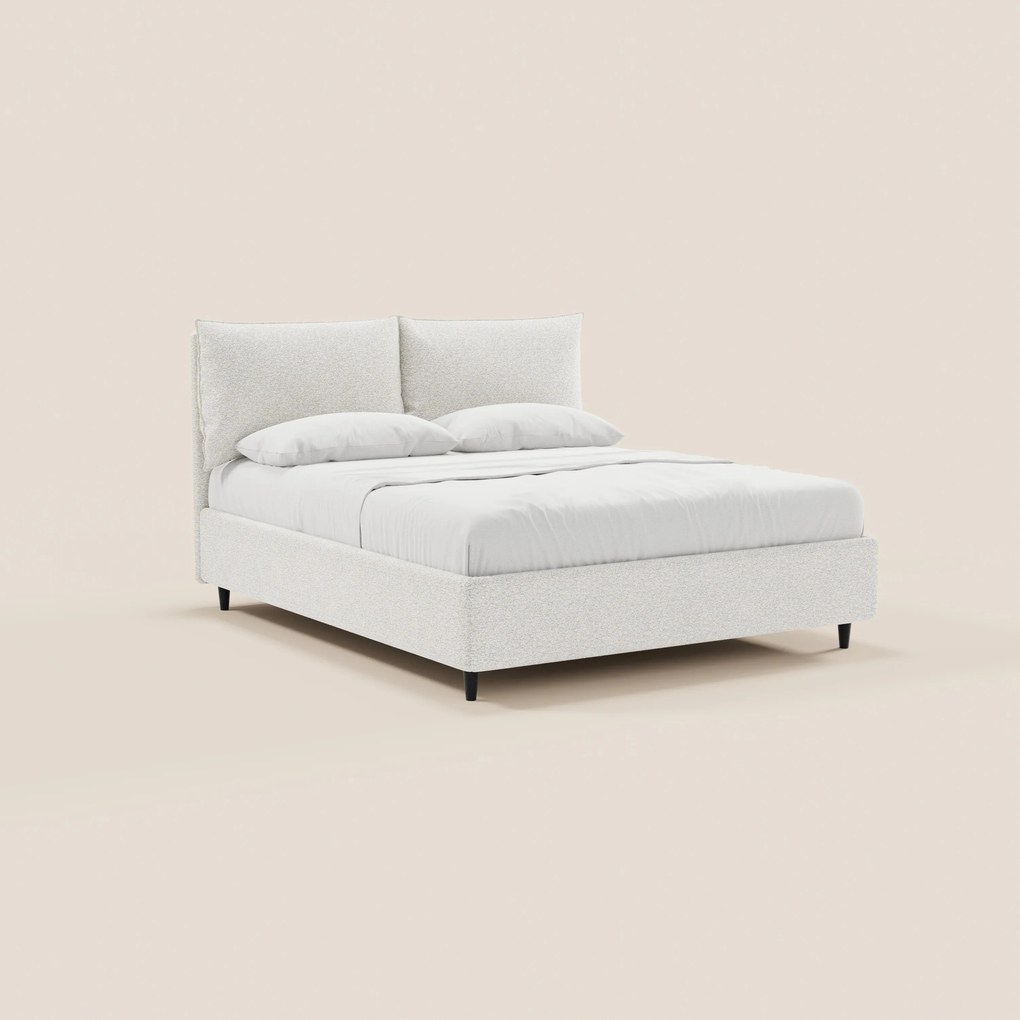 ZAYRON letto imbottito con vano contenitore e morbidi cuscini regolabili - design moderno in tessuto certificato Oeko-Tex®