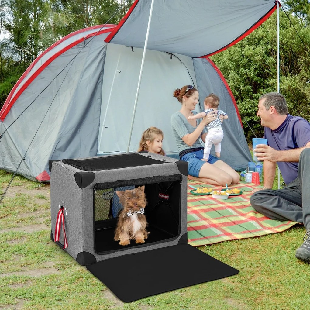 Costway Trasportino per cani pieghevole con 3 aperture telaio in metallo, Kennel portatile morbido da viaggio 3 Dimensioni