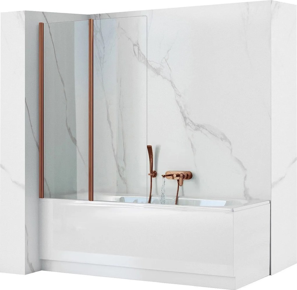 Schermo vasca pieghevole Rea Agat-2 100 Brush Copper