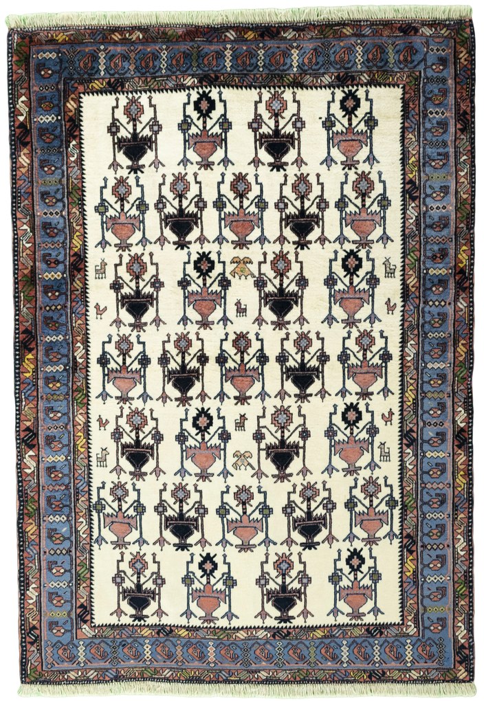 Sirjan Tappeto 200x140 Beige (Iran) Annodato A Mano