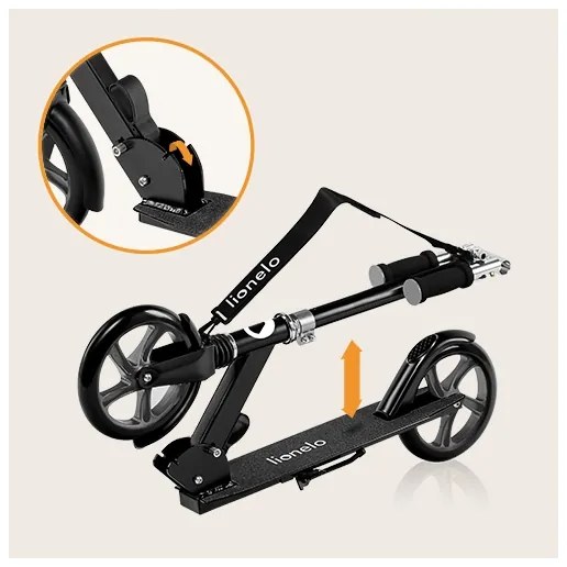 Lionelo - Monopattino per bambini LUCA nero