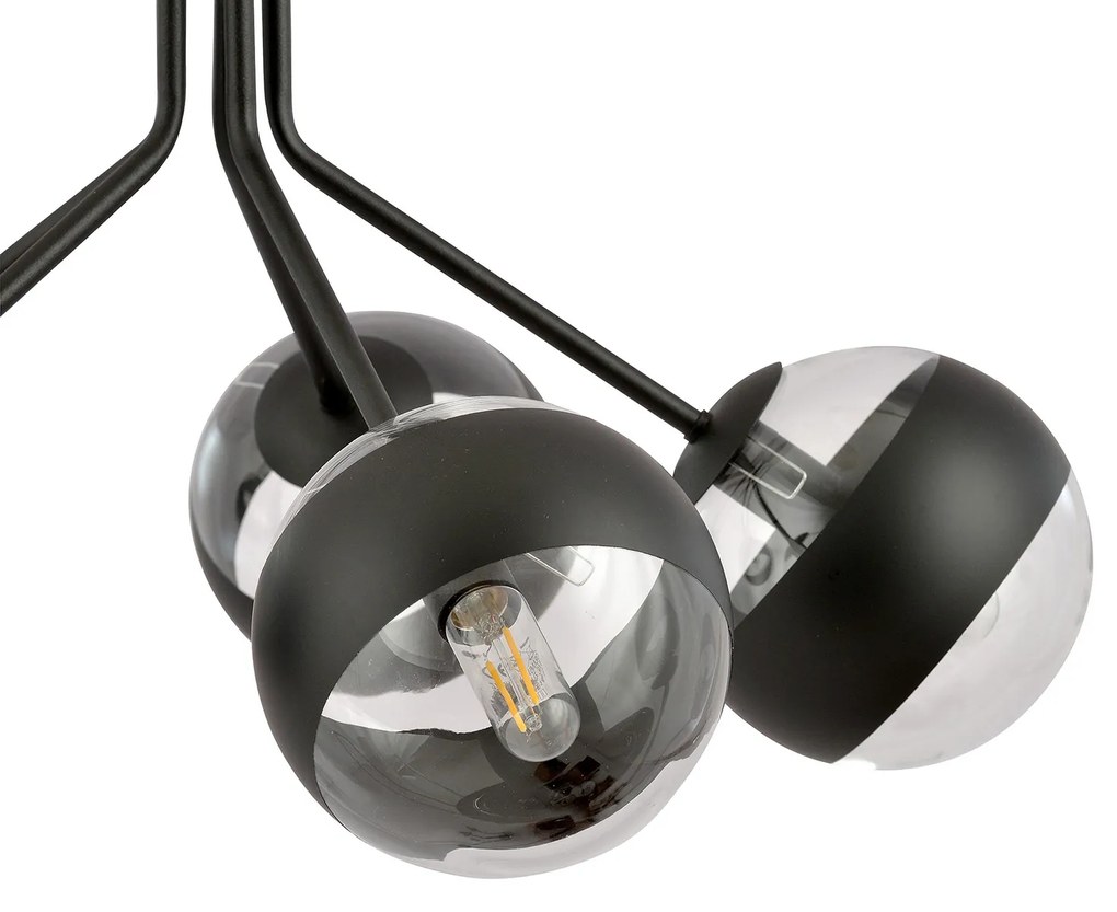Lampadario Contemporaneo Orione Acciaio Nero 5 Luci E14 Ip20