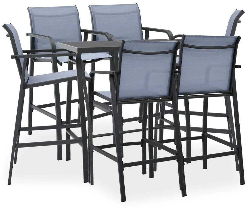 Set bar da giardino 7 pz nero e grigio