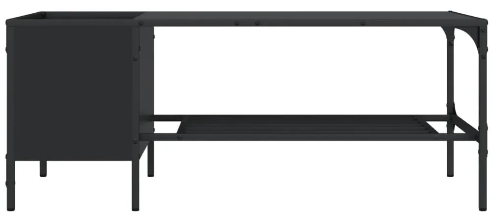 Tavolino salotto con ripiano nero 100x51x40cm legno multistrato