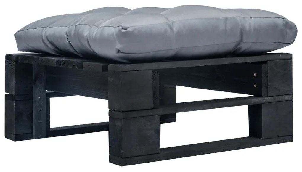 Ottomana Pallet Da Giardino Con Cuscino Grigio İn Legno Nero /