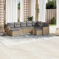 Set Divano da Giardino 9 pz con Cuscini Beige in Polyrattan 3258944