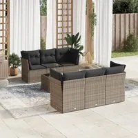 Set Divani da Giardino 7 pz con Cuscini Grigio in Polyrattancod mxl 87056