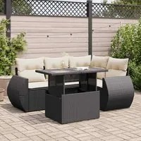 Set Divani da Giardino 5 pz con Cuscini in Polyrattan Nero 3326627