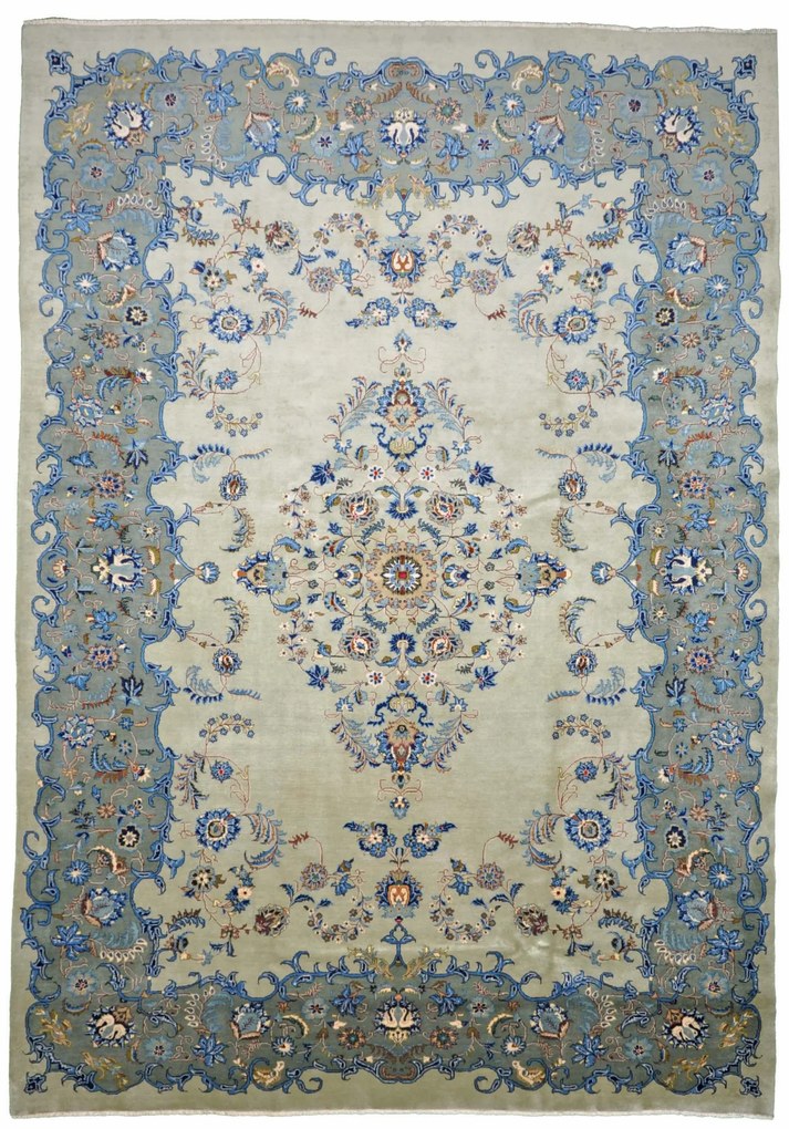 Kashan Tappeto persiano 360x250 Verde (Iran) Annodato A Mano