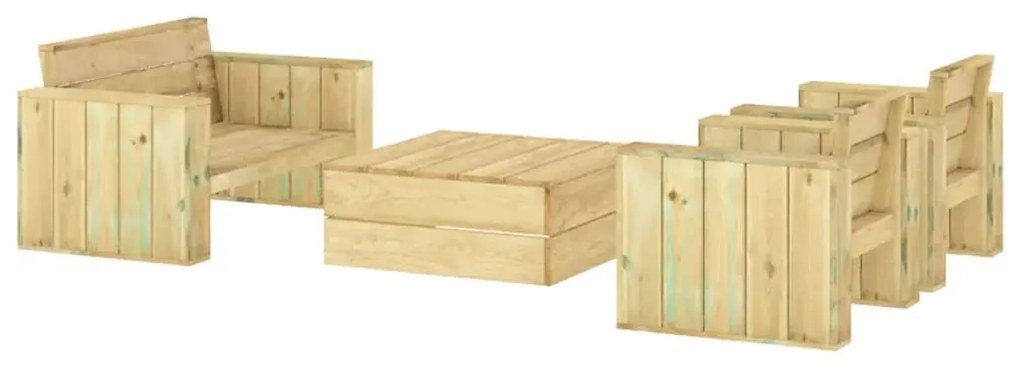 Set salotto da giardino 4 pz legno massello di pino impregnato