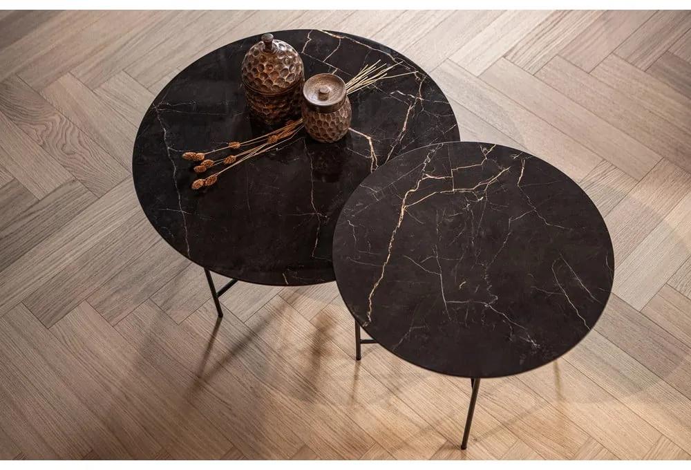 Tavolino nero con piano in porcellana , ⌀ 60 cm Vida - WOOOD