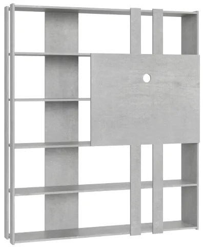 Libreria in legno Cemento 178x204h cm con pannello TV - KATO L