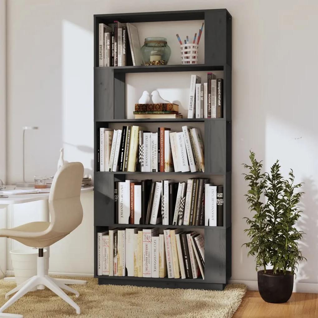 Libreria/divisorio grigio 80x25x163,5 cm legno massello di pino