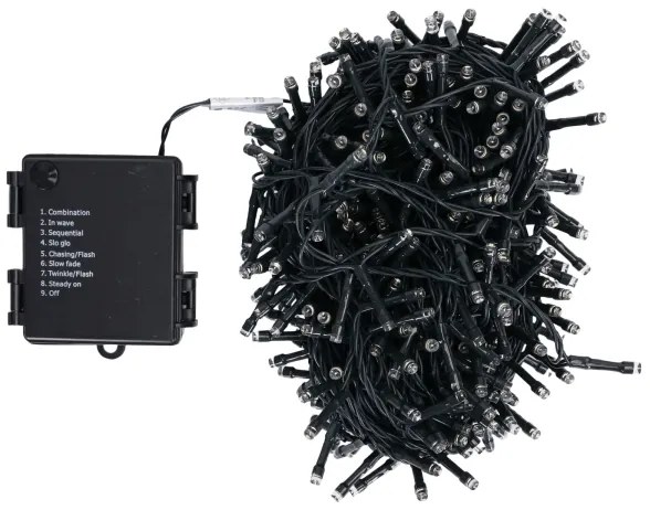 Aigostar - Catena luminosa natalizia LED da esterno, 500 LED, 8 funzioni, 4xAA, 25,3 m, bianco caldo