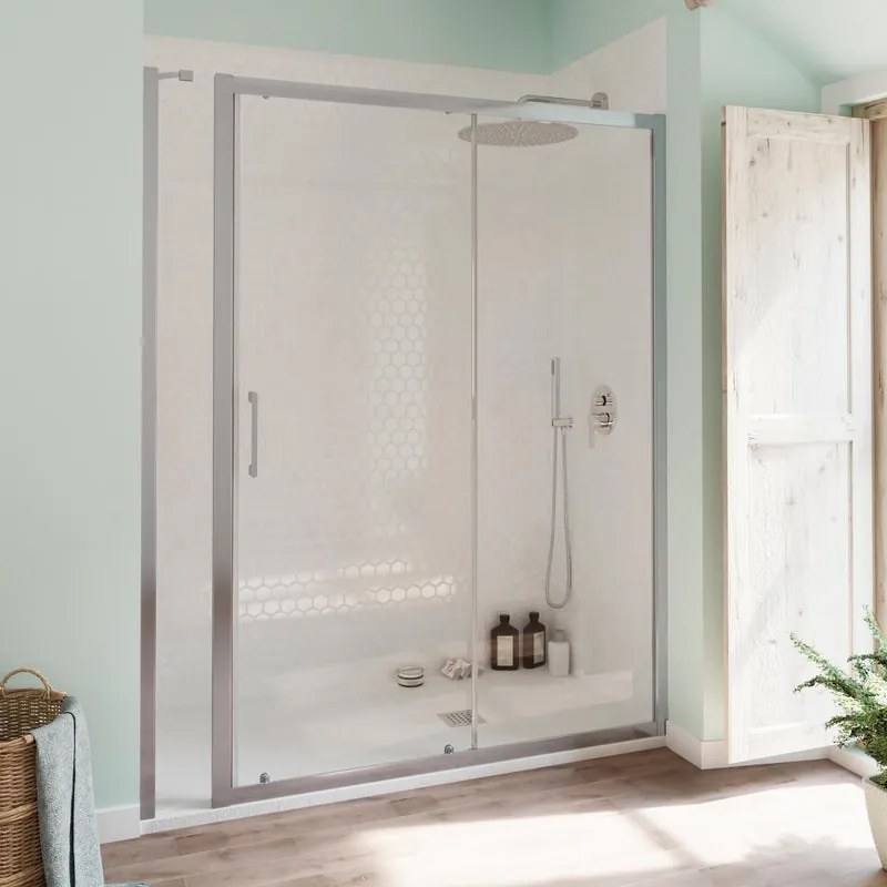 Fisso in linea Bilbao L 50 x H 190cm, Sp. 6 mm vetro vetro senza finitura / trasparente profilo in alluminio cromato