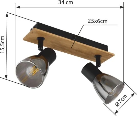Globo 54307-2W - Faretto da parete CLAUDE 2xE14/40W/230V nero/legno