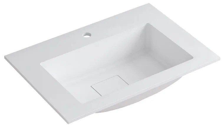 Lavabo a incasso rettangolare L 60.5 x H 14.4 x P 46 cm in resina bianco opaco