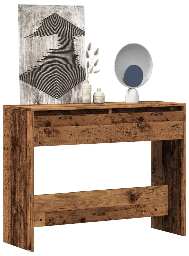 Tavolino Consolle Legno Vecchio 100x35x76,5 Cm İn Truciolato /