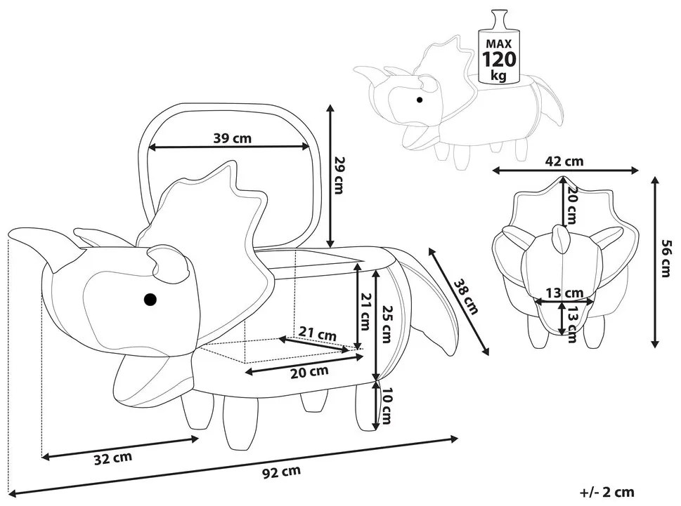 Pouf contenitore in tessuto grigio chiaro TRICERATOPS Beliani