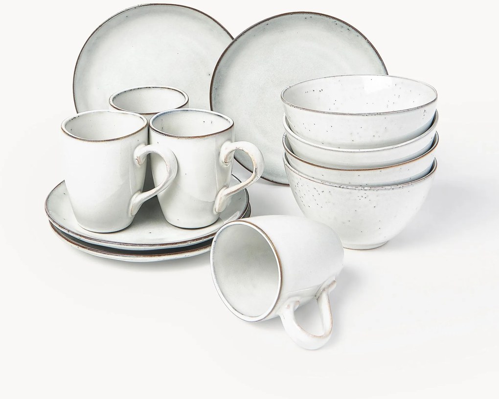 Servizio di stoviglie fatto a mano Nordic Sand, 4 persone (12 pz)
