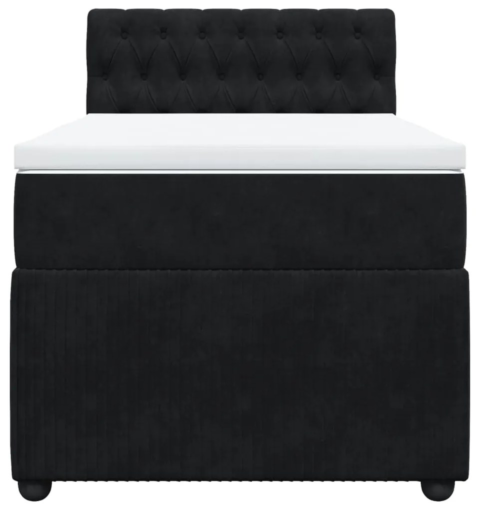 Giroletto a molle con materasso nero 100x200 cm in velluto