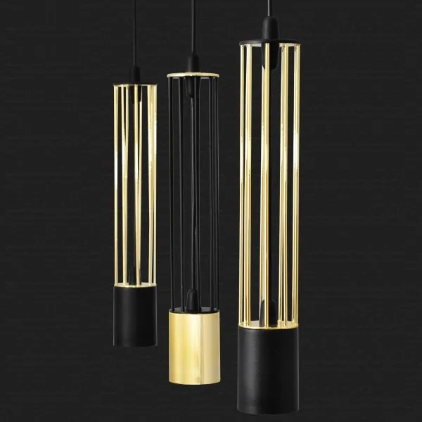 LED Lampadario su corda BARS 3xGU10/4,8W/230V nero/oro