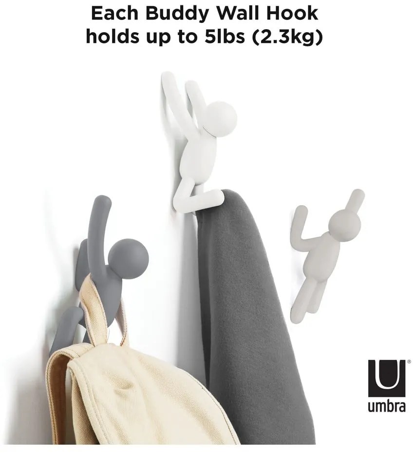 Ganci in plastica da parete in set da 3 Buddy - Umbra
