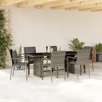 Set da Pranzo da Giardino 7 pz con Cuscini in Polyrattan Grigio 3213492