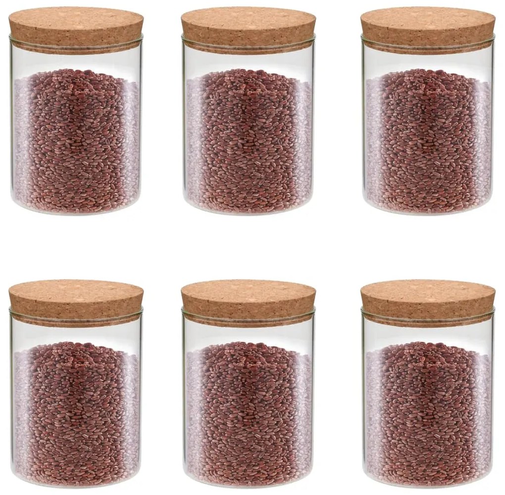 Barattoli İn Vetro Con Coperchio İn Sughero 6 Pz 650 Ml /