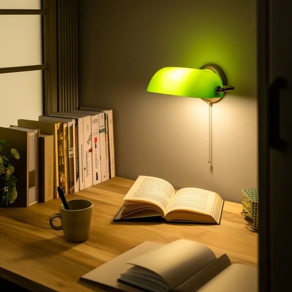 Brilagi - Applique da parete BANK OFFICE 1xE27/60W/230V ottone/verde