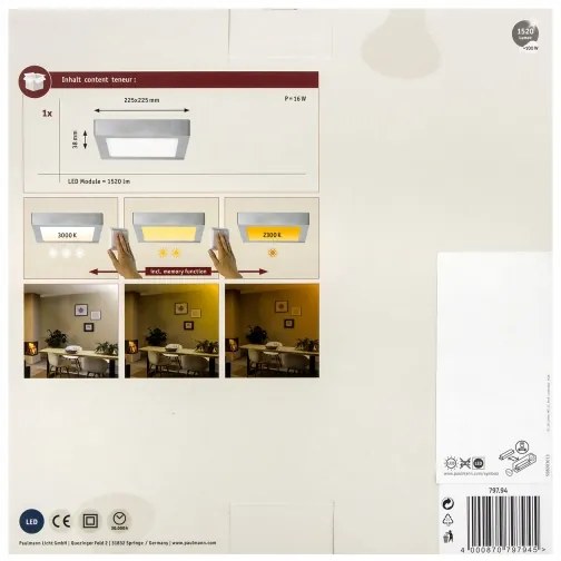 Paulmann 79794 - Plafoniera LED/13W CARPO 230V 2300/2500/3000K