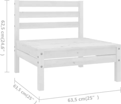 Set Divani da Giardino 4 pz Bianco in Massello di Pino Bianco