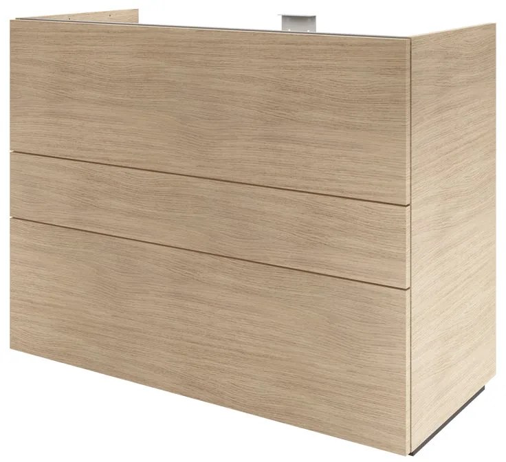 Mobile da bagno a terra L 105 x H 84 x P 48 cm rovere naturale, 3 cassetti Apertura push-pull SENSEA Neo Line, Maniglie acquistabili separatamente