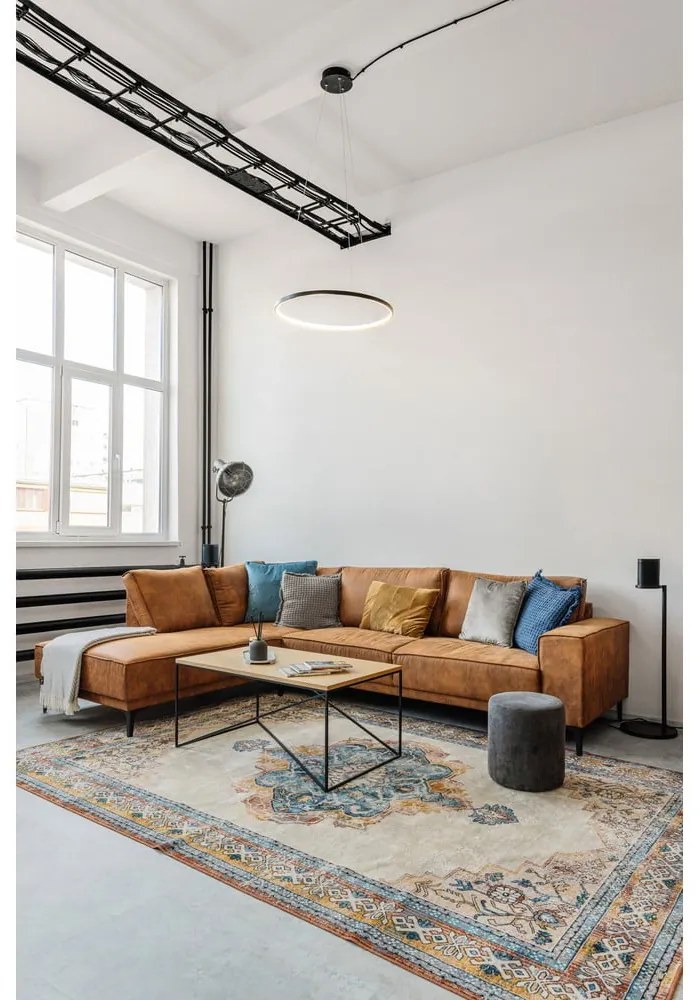 Divano angolare in similpelle marrone cognac (angolo sinistro) Copenhagen - Scandic