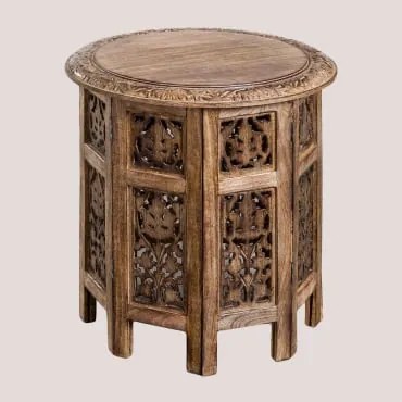 Tavolino Pieghevole In Legno Di Mango (ø44,5 Cm) Kasira Design Legno Scuro - Sklum