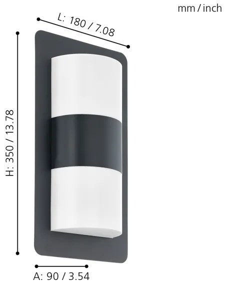 Eglo 98086 - Applique da esterno CISTIERNA 2xE27/10W/230V IP44 antracite